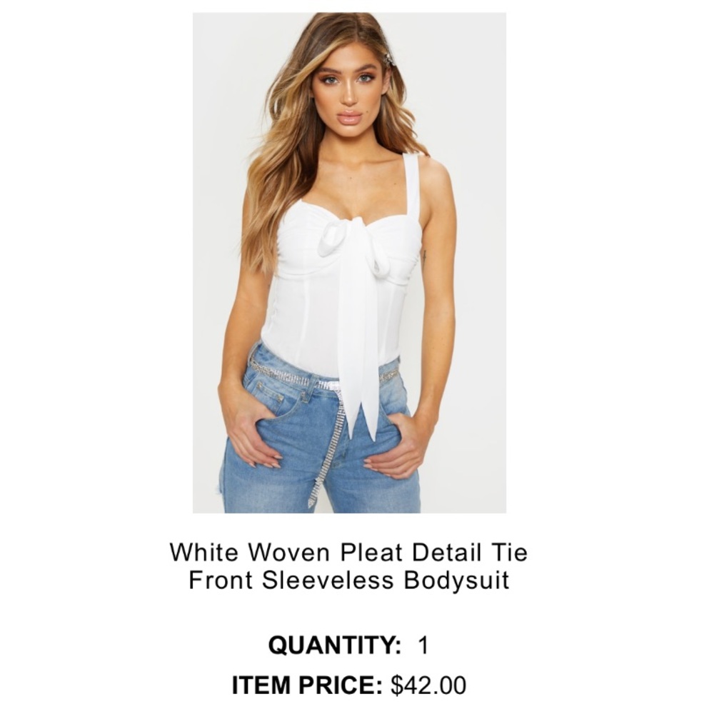 PRETTYLITTLETHING | Tie Front Sleeveless Bodysuit - Picture 4 of 4